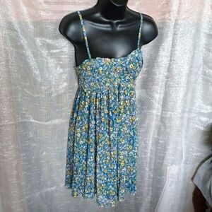 Lily Rose Summer dress, blue, purple,  yellow floral pattern, adjustable straps